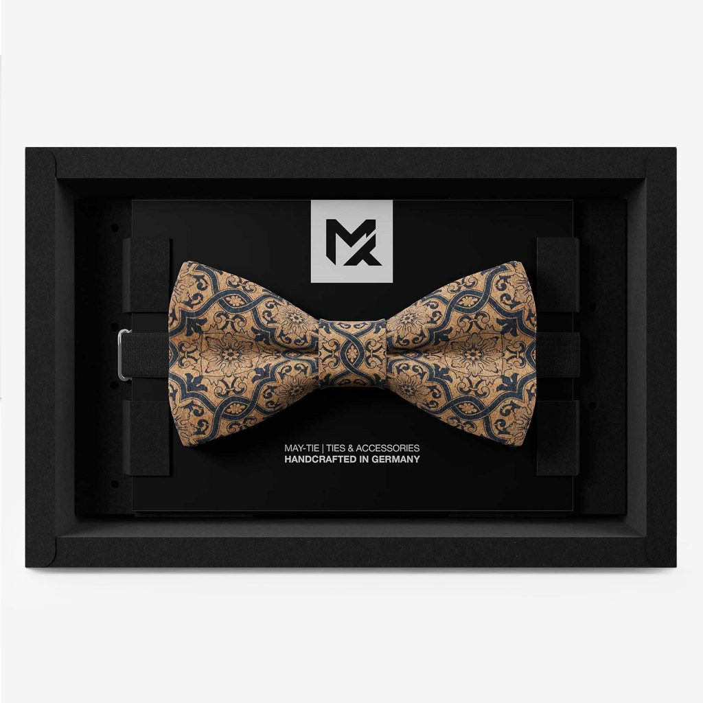 1 herrenfliege aus kork blau beige floral geschenk hochzeit
