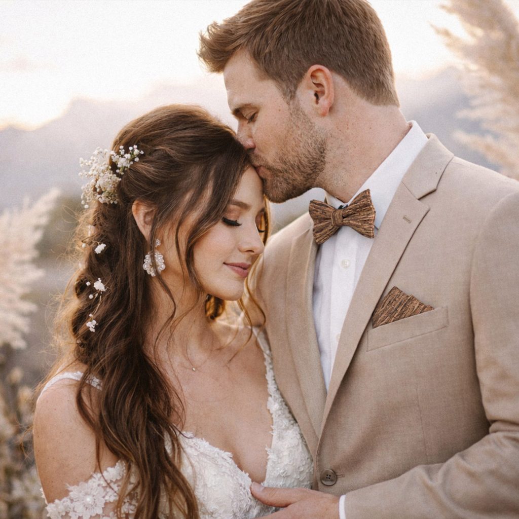2 herrenfliege holz braun natur hochzeit outfit zi