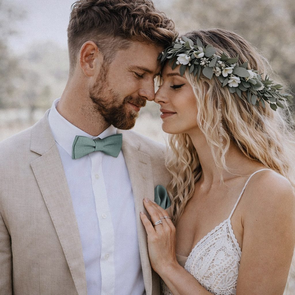 hochzeitsfliege eukalyptus gruen set boho hochzeit