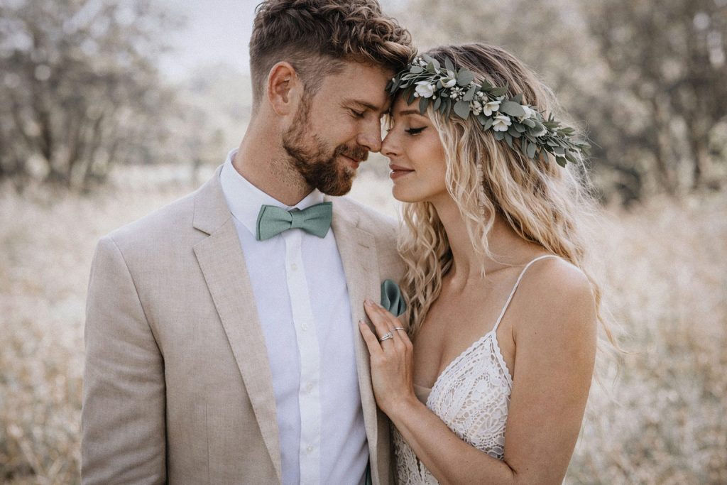 boho hochzeit brautpaar eukalyptus natur