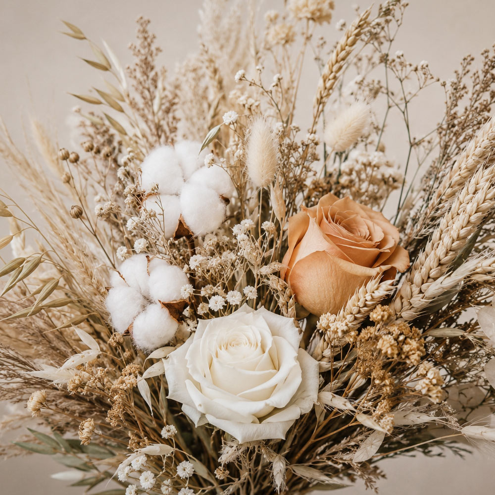 boho hochzeit trocken blumen brautstrauss