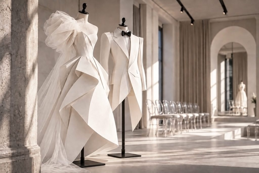 couture hochzeit runway papier silhouette