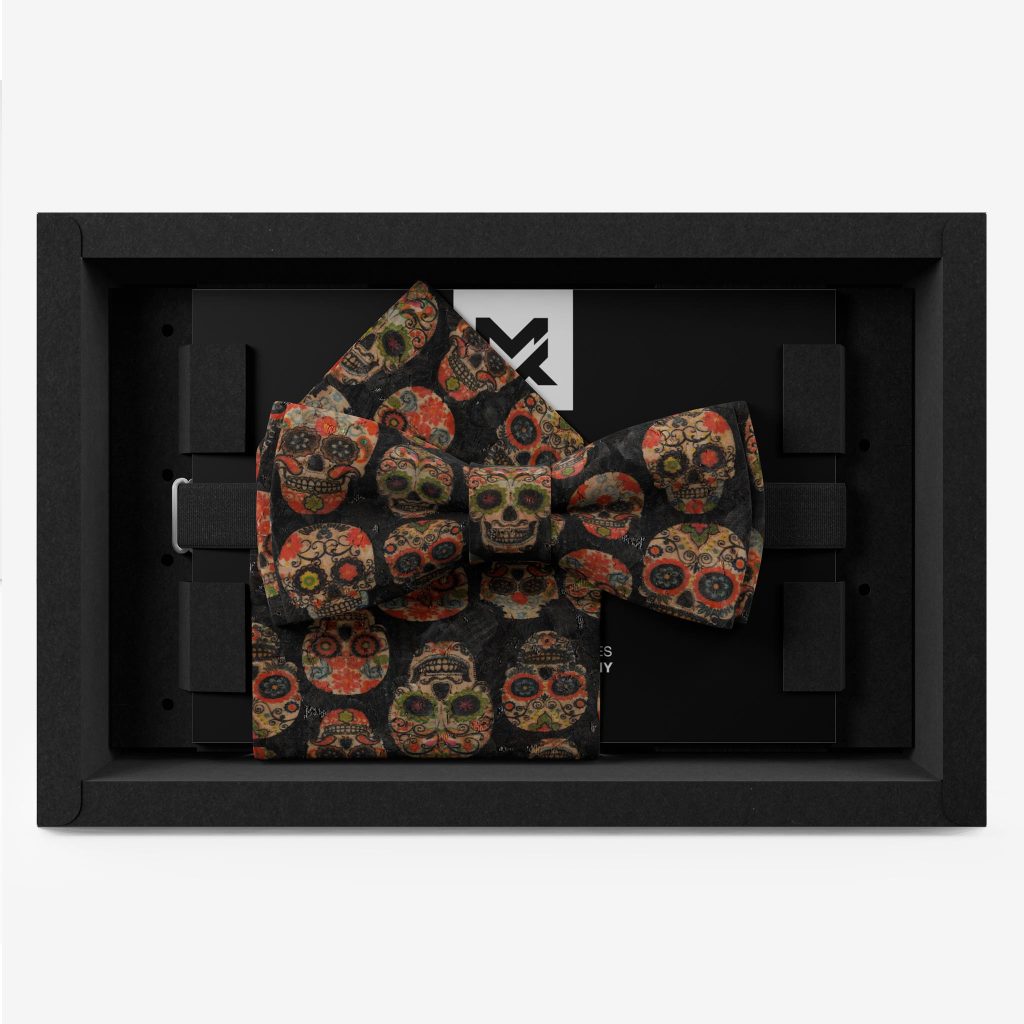 herrenfliege kork totenkopf schwarz sugar skull set
