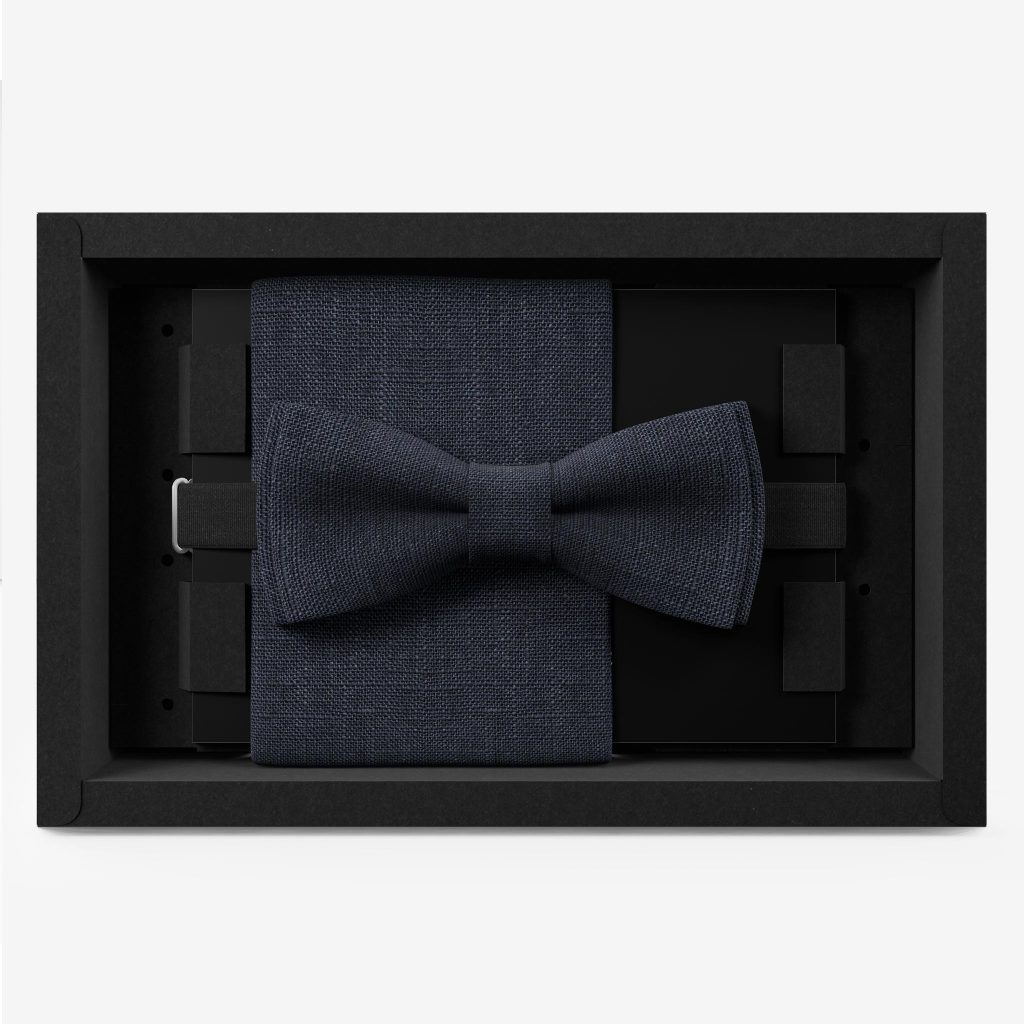 herrenfliege set leinen denim blau hochzeit