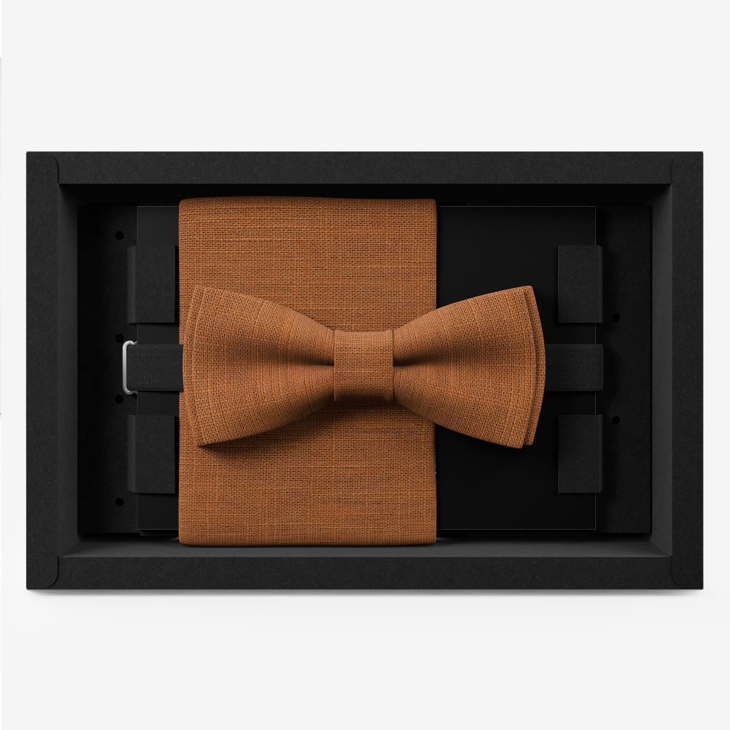 Fliegen in Braun & Orange herrenfliege set leinen orange boho sommer hochzeit