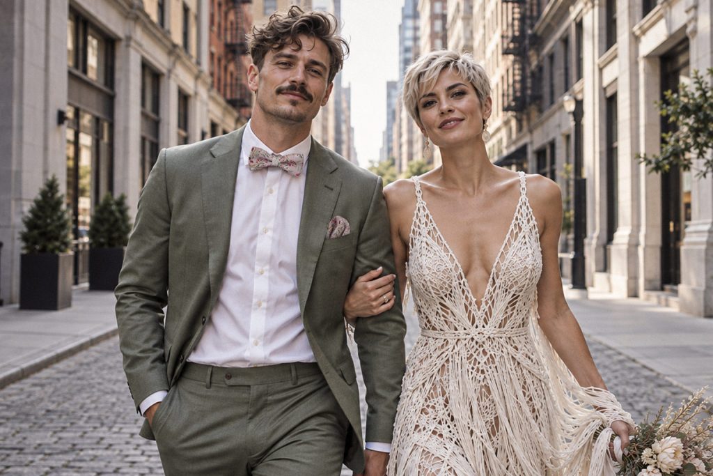 hochzeitsfliege floral pink gruen boho urbane hochzeit